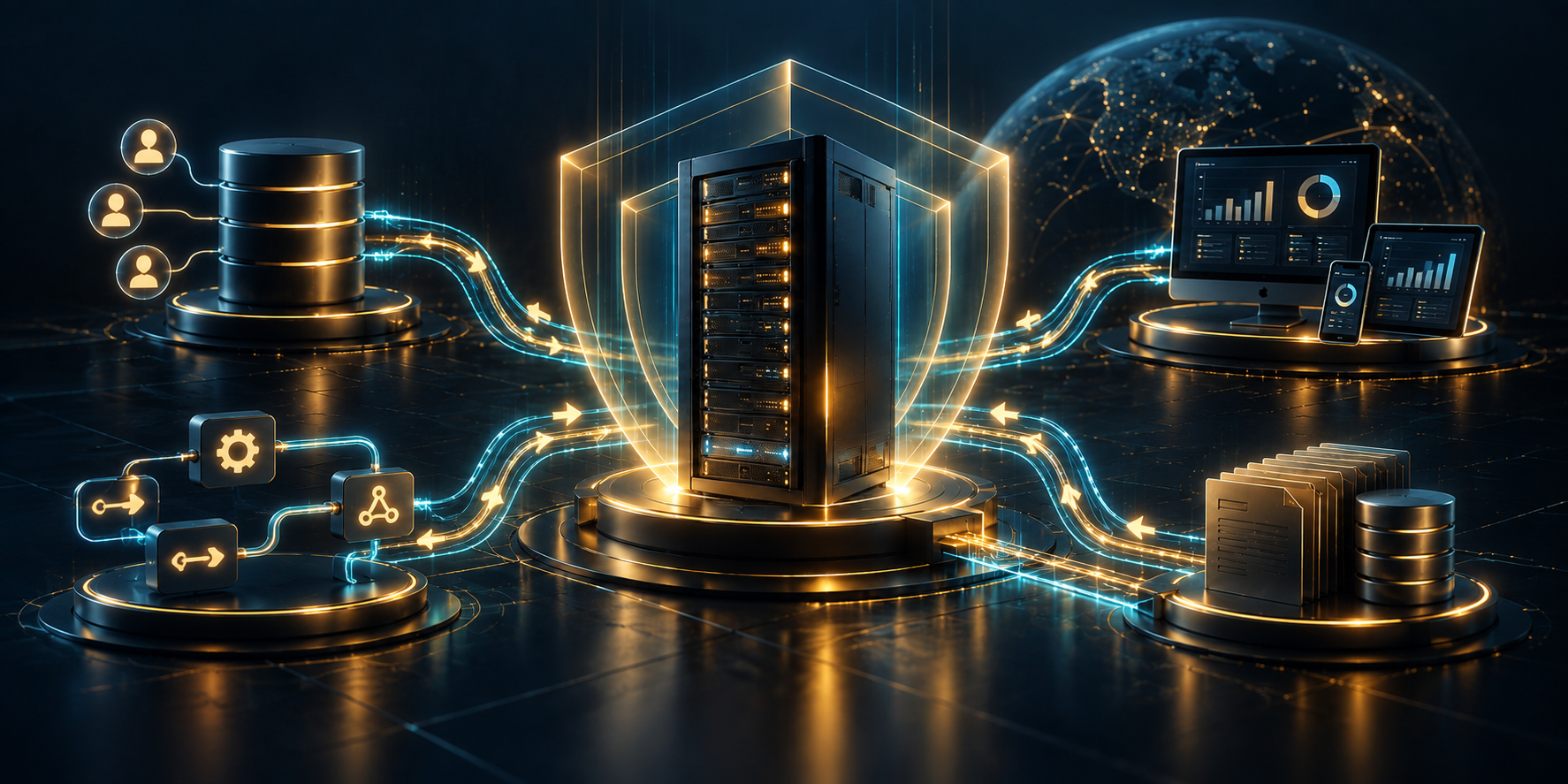 Illustration d'une infrastructure serveur privée protégée